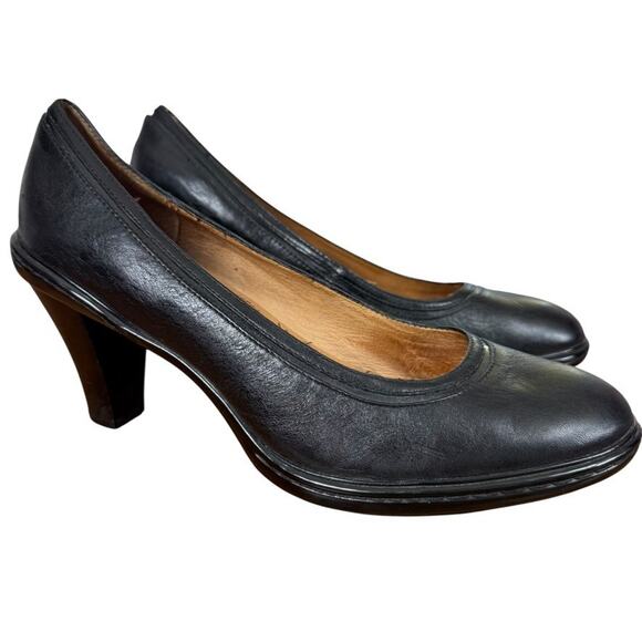 Sofft Shoes - Sofft Womens Solid Black Round Toe Leather Slip On Pumps High Heels sz 9 M